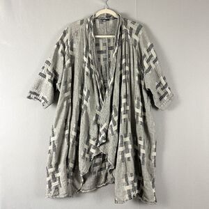 HOLD FOR MARIE: Grizas Linen Blend Long Cardigan, Textured Lagenlook Drapey